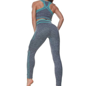 Vente en gros ensemble de leggings de soutien-gorge de sport 2 pièces pour femmes à la mode vêtements de yoga solides pour dames entraînement correspondant débardeur legging - Product Image 6