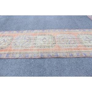 Tapis turc vintage, tapis de couloir 4x10,8 pi (122x328 cm), tapis en laine à motifs floraux orange - Product Image 3
