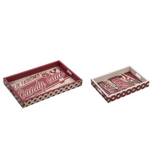 Juego de 3 bandejas navideñas cuadradas de acero inoxidable chapado en oro con marco de metal y vidrio - Product Image 2