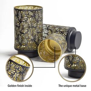 Incroyables bougeoirs votifs décoratifs en métal Décoration de table pour la maison et la fête de Noël Bougie ronde noire - Product Image 4