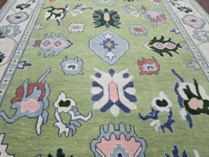 Tapis en laine Oushak noués à la main Beau motif abstrait multicolore de haute qualité fait à la main pour le salon Lit Hôtel Chambres d'enfants et d'adultes - Product Image 6