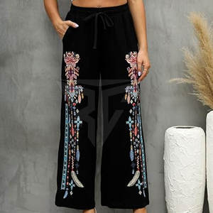 Pantalones bordados de mujer al por mayor logotipo personalizado disponible pantalones bordados OEM ODM para mujer - Product Image 2