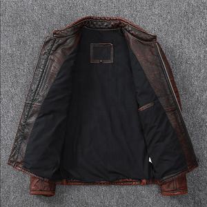 Veste en cuir véritable vieilli pour hommes Vestes de moto en cuir grain supérieur Veste pour hommes - Product Image 2
