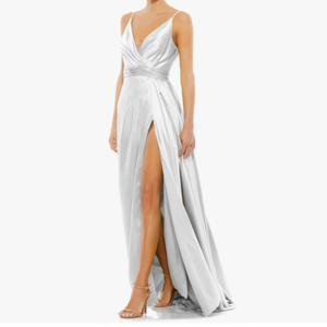 Vestido de satén <span class=keywords><strong>para</strong></span> invitados de <span class=keywords><strong>boda</strong></span>, plisado, frontal, <span class=keywords><strong>2022</strong></span> - Product Image 3