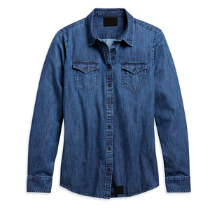 Chemise en denim de coton de conception professionnelle de la demande du client nouvelles chemises en denim durables à la mode pour hommes Service OEM personnalisé - Product Image 1