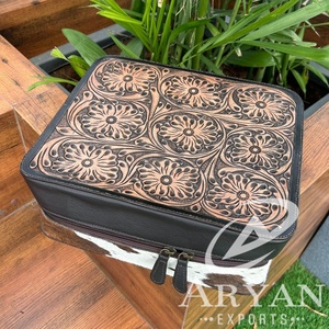 Custom Branded Portable Earrings Ring Case Cow Hide Leather Jewelry Organizer Storage Case Gift <b>Boxes</b> <b>Large</b> Travel Jewelry <b>Boxes</b> - Product Image 1