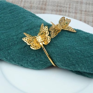 Porte-serviette élégant double papillon pour décoration de table de mariage, fêtes, événements, hôtel, dîner, accent naturel charmant - Product Image 3