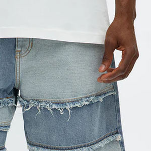 Shorts Vaqueros Casuales y Relajados para Hombre, con Contraste Deshilachado, Lavado Azul Medio, Transpirables, con Bolsillos, Diseño Moderno - Product Image 5