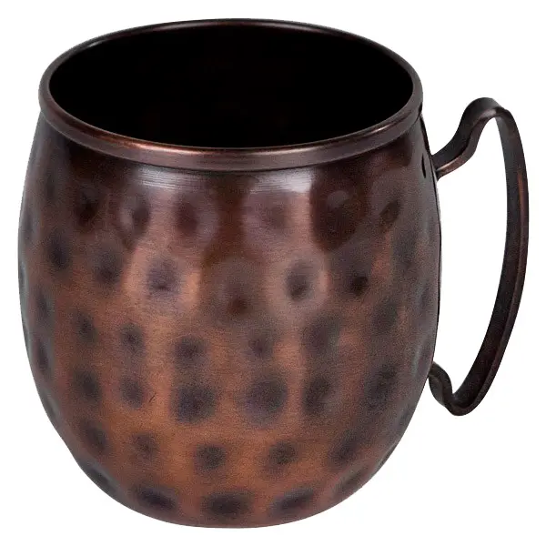 Taza de Metal de cobre de lujo para Decoración de mesa Taza de cobre puro de Metal martillado con acabado de bronce Vasos de mesa