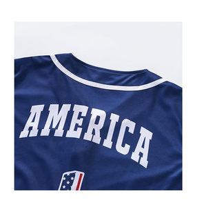 Chemise Drapeau Américain Maillot de Baseball USA pour Hommes Chemise USA Hommes Manches Courtes Bouton Maillot 100% Polyester - Product Image 6
