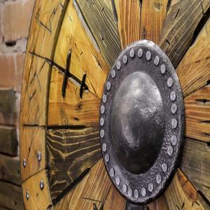 JEXMOO Bouclier Viking artisanal de 24 pouces en bois et acier à haute teneur en carbone, design de la tige centrale, avec support de personnalisation et de compatibilité - Product Image 5