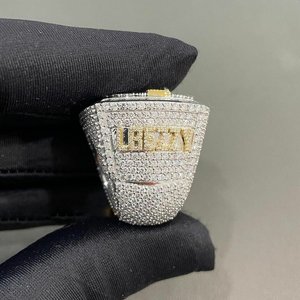 Custom <b>Initial</b> Letter Square Design VVS Moissanite Diamond Sparkling 925 Sterling Silver Rhodium Plated Men's Wear Gift <b>Ring</b> - Product Image 4