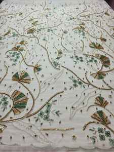 Nouveau Style blanc robe indienne pour adultes femmes Style africain George Wrapper tissus perlé broderie ODM tête perlée perlée - Product Image 3