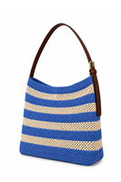 Bolso de hombro tejido para mujer con correa de cuero, bolso tote de punto elegante e informal, bolso de ganchillo a la moda