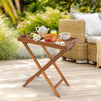 Table d'appoint pliante rectangulaire en bois d'acacia, durable, résistante aux intempéries, pour extérieur, vente en gros, idéale pour patio, table basse, salle à manger d'hôpital