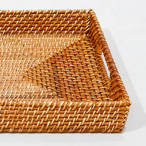 Artex Dong Thap Plateau de service rectangulaire en rotin tissé à la main avec poignées - Product Image 2