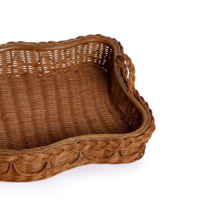 Boho-chic Rattan Butler Tray Mesas Conveniente bandeja de servicio de ratán con asas - Product Image 6