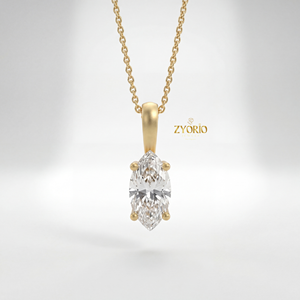 Collar con Colgante de Diamante Cultivado en Laboratorio con Corte Marquesa, Cadena de Oro de Plata de Ley 925, Collar Solitario para Mujer, Regalo Elegante - Product Image 2