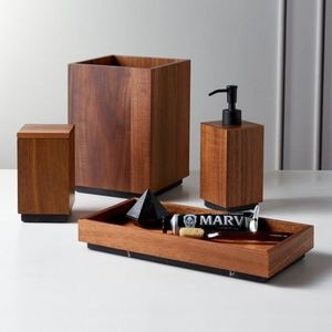 Precio atractivo Juegos de accesorios de baño de madera para decoración Juego de baño de lujo para uso doméstico o de hotel - Product Image 1