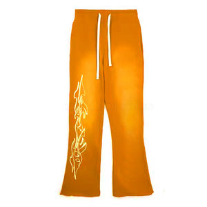 Pantalones de hombre lavados último diseño lavado ácido acampanados pantalones de sudor hechos en Pakistán al por mayor personalizado lavado ácido acampanado pantalones de sudor OEM - Product Image 3