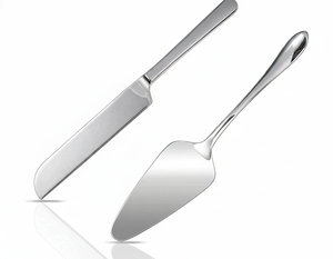 ชุดเสิร์ฟเค้กสแตนเลส 2 ชิ้น ดีไซน์สวยงาม ทนทาน เป็นมิตรกับสิ่งแวดล้อม ล้างในเครื่องล้างจานได้ เหมาะสำหรับเสิร์ฟอย่างง่ายดาย ใช้ได้ทั้งที่บ้านและร้านกาแฟ - Product Image 1