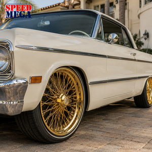 ล้อแม็กซ์แบบถอดได้สีทองทั้งหมด ขนาด 24x10 204 ซี่ลวดตรง สำหรับรถ Lowrider ล้อฟอร์จคุณภาพพรีเมียม - Product Image 4