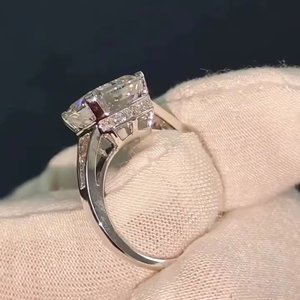 Anillo de Compromiso con Moissanita Corte Asscher de 8mm, Chapado en Oro Blanco, Plata 925, Joyería Fina para Mujer, Venta al Por Mayor - Product Image 4