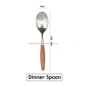 Ensemble de couverts à manche en bois en acier inoxydable poli mat de 5 pièces de vente chaude - Product Image 4