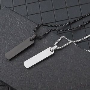 Simple En Acier Inoxydable Plaqué Noir Bijoux Pendentif Collier Stock Longue Figure Géométrique Pendentif Hommes Accessoire De Mode Collier - Product Image 2