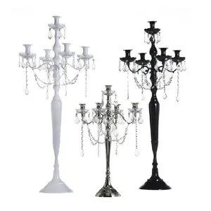 Candelabros de metal com 5 braços, candelabros de metal dourado com cristal, casamento, preto, revestido, para decoração de natal, casamento e dia dos namorados