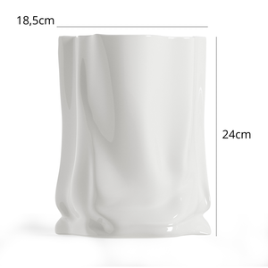 White Minimalist Ceramic Tabletop <b>Vase</b> 24cm with <b>Unique</b> Design - Product Image 6