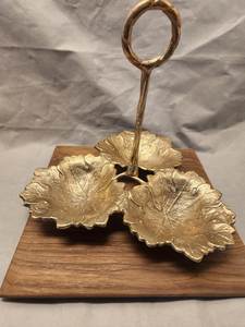 Silver Oval Decorative Trays Set With Gold Flower Stem And <b>Butterfly</b> Design Contemporary Floral Centerpiece - Product Image 4