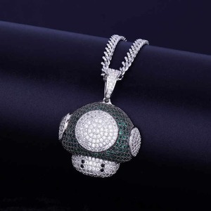 Elegante collar con colgante de seta de Mario oro de 18 quilates. 925 Plata Iced Out Moissanite Bling cadena Hip Hop joyería para hombres y mujeres - Product Image 4