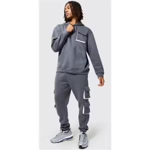 Marque privée personnalisée, ensemble de jogging pour hommes, survêtement à capuche, pantalon de survêtement droit à jambes larges, gym, deux pièces - Product Image 1