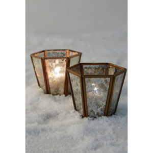 El último candelabro votivo de luz de té de latón y vidrio de mercurio para decoraciones navideñas - Product Image 5