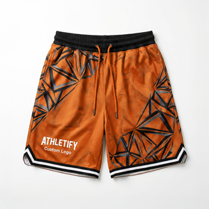 Athletify Personalized Custom <b>Mesh</b> Basketball <b>Shorts</b> Front Logo High Waist Drawstring Breathable Quick Dry 100% Polyester <b>Men</b> - Product Image 1