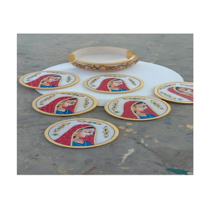 Sous-verres en pierre de marbre blanc faits à la main accessoire de verres ronds de qualité supérieure Table basse de salle à manger élégante et durable choix moderne élégant - Product Image 2