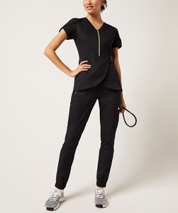 OEM uniformes médicos conjuntos cuello en V manga corta estirable suave Scrubs traje de enfermería Jogger pantalones mujeres Scrubs Hospital uniforme - Product Image 4