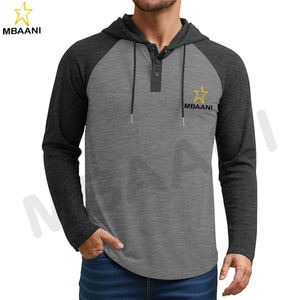 Sweat-shirt à capuche pour homme, manches longues, décontracté, athlétique, mode, pull à capuche avec col contrasté et cordon de serrage - Product Image 1