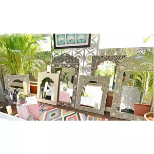 Espejo Decorativo de Pared de Diseño de Alta Calidad, Espejo de Diamantes, Verde, Plateado, Blanco, Cristal Rústico, Embalaje de Pintura - Product Image 6