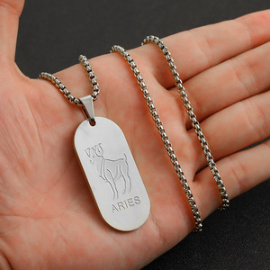 Venta al por mayor Gran oferta caja de joyería de acero inoxidable collar de cadena personalizado mujeres astrología 12 signo del zodiaco horóscopo colgante collar - Product Image 5