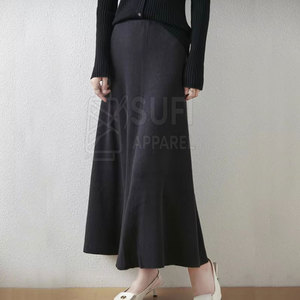 Falda de Punto Casual Moderna para Mujer, Cintura Natural, Tejido de Cachemira, Transpirable, Ecológica, Diseño Recto, Largo Midi, para Uso Diario y Trabajo - Product Image 5