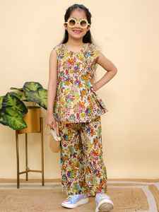 ชุดเสื้อผ้าสองชิ้นสำหรับเด็กผู้หญิงผ้าฝ้ายอินเดีย100% โลโก้ตามสั่งเสื้อผ้าเด็กผู้หญิงแนวลำลองน่ารัก - Product Image 2