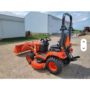 Tractor rojo con brazo excavador y cuchilla frontal, equipo de jardín multifuncional, tipo de transmisión por engranajes - Product Image 6