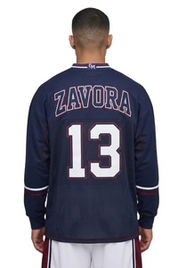 Maillot de football américain rétro personnalisé pour homme, en maille brodée, coupe oversize, col en V, rayé, tenue de sport, fournisseur d'uniformes - Product Image 2