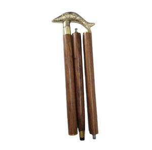Nautical <b>Vintage</b> Victorian Style Brass Handle Wooden Walking Stick Cane with Free Cricket Bat <b>Key</b> Ring Classic Antique Gentleman - Product Image 1