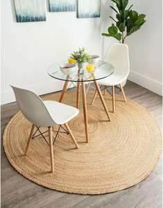 Fait à la main moderne 3x3 pieds rond intérieur Jute tapis ferme esthétique décor à la maison pour chambre cuisine salon - Product Image 1