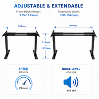 Cadre de bureau assis-debout à moteur unique, capacité 176 lb, avec pieds réglables électriques, base de bureau moderne pour poste de travail
