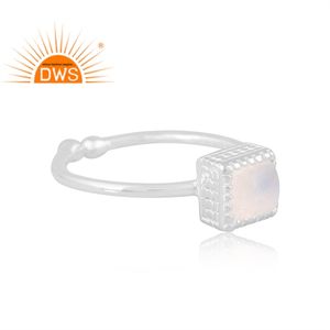 Último diseño 925 plata esterlina fina Arco Iris Natural Luna piedra preciosa anillo ajustable fabricante de joyería personalizada - Product Image 3