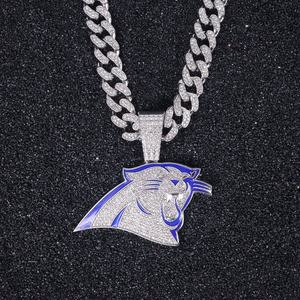 Pendentif Championnat Carolina Panthers Haut de Gamme en Argent Plaqué Or 14K Style Hip Hop Forme Animale Bijoux Moissanite Cadeau Tendance - Product Image 3